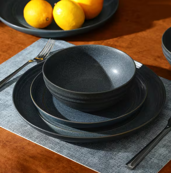 Elio 24-Piece Blue Stoneware Dinnerware Set (Service for 8)