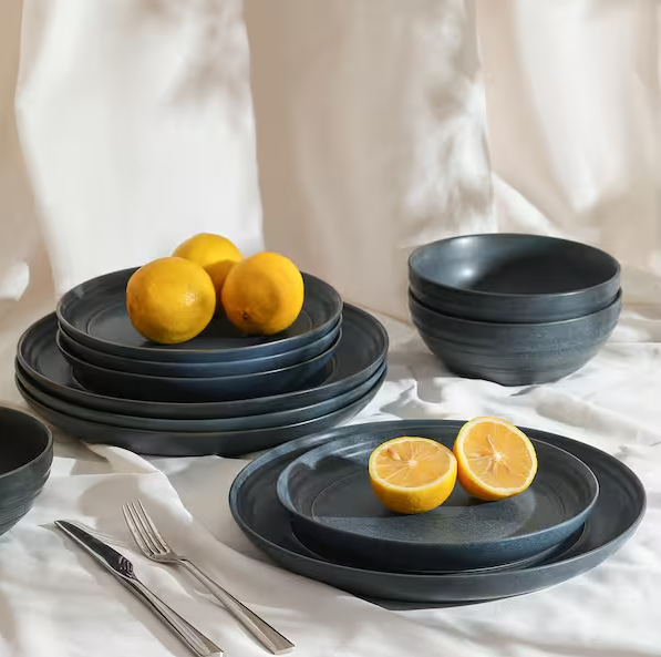 Elio 24-Piece Blue Stoneware Dinnerware Set (Service for 8)