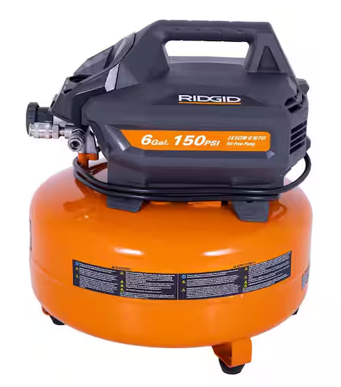 6 Gal. 150 PSI Portable Electric Oil-Free Jobsite Pancake Air Compressor with 25 ft. Air Hose and 18GA Brad Nailer