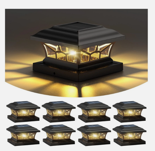 DAMAYCA 8 Pack Solar Post Cap Lights Outdoor Waterproof