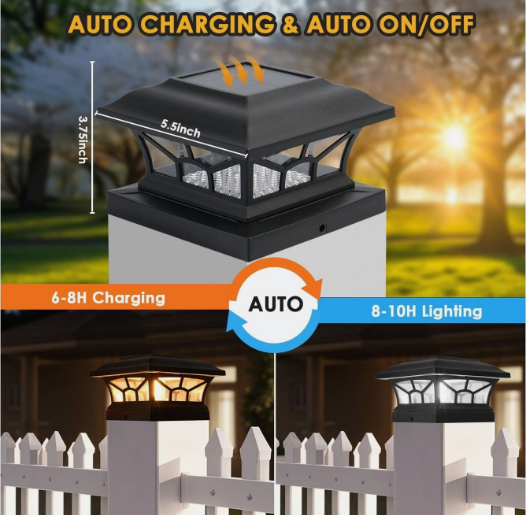 DAMAYCA 8 Pack Solar Post Cap Lights Outdoor Waterproof