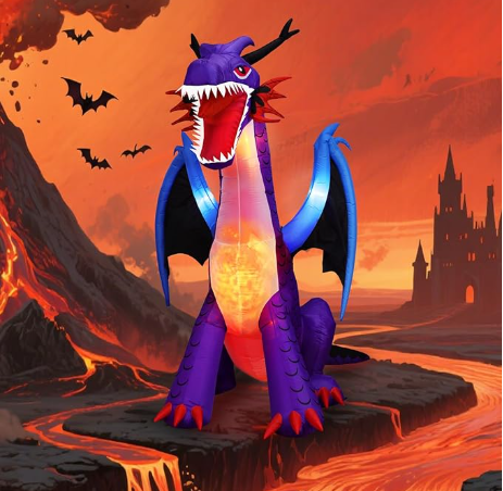 7.5FT Halloween Inflatables Dragon Decorations with Built-in LED Lights