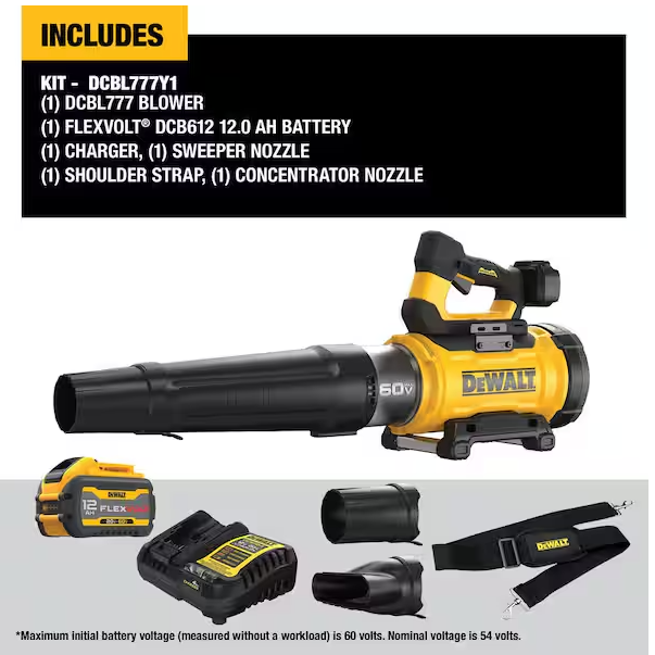 FLEXVOLT 60V MAX 160 MPH 760 CFM Brushless Cordless Battery Powered Blower Kit w/ (1) FLEXVOLT 4 Ah Battery and Charger