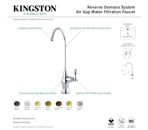 Kingston Brass KSAG3197AL Restoration Water Filtration Faucet