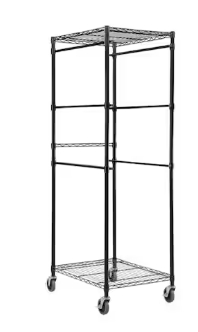 Steel Wire Garage Storage Bin Rack with Casters for 27 Gal. Tough Totes in Black (22 in. W x 69 in. H x 28.5 in. D)