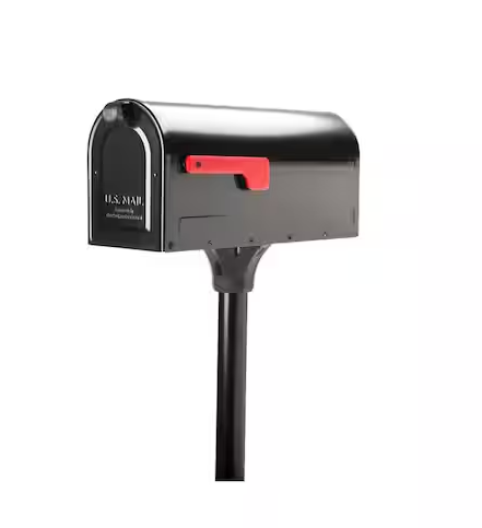 MB1 Black, Medium, Steel, Post Mount Mailbox and 2 in. In-Ground Post Kit