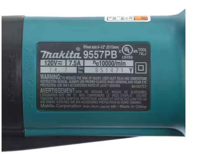 7.5 Amp 4-1/2 in. Corded Paddle Switch Angle Grinder