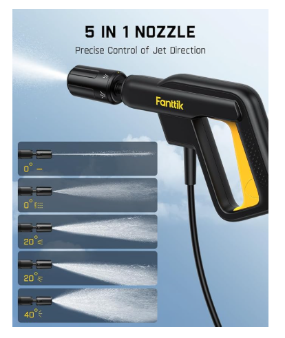Fanttik NB8 Fold Cordless Electric Pressure Washer w/3.2Gal Tank, 5-in-1 Nozzle, Max 220PSI