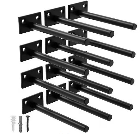 6 in. Floating Shelf Bracket, Hidden Brackets for Wood Shelf (12-Pack)