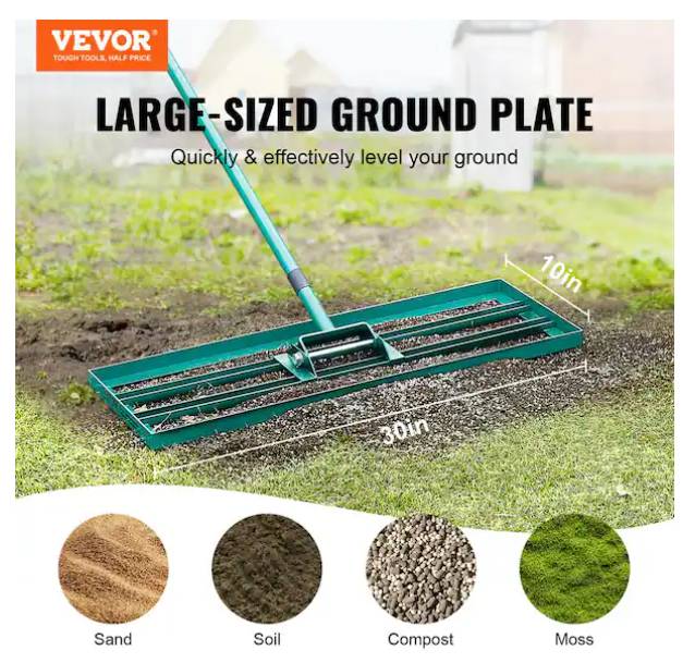 Lawn Leveling Rake 30 in. x 10 in. Level Lawn Tool Heavy-duty Lawn Leveler with 78 in. Steel Extended Handle Rake Suit