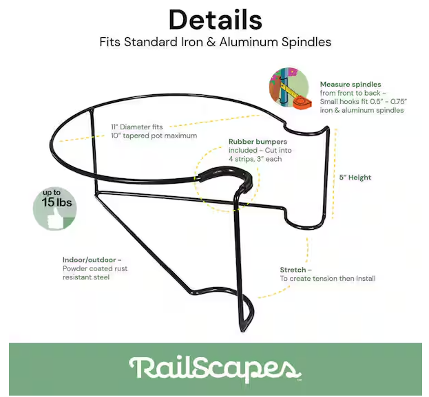 RailScapes Vertical Gardening Plant Clip for Narrow Spindles 3-Pack