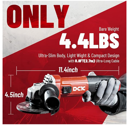 9.0 Amp Angle Grinder, 4-1/2 Inch Electric Grinder, Auxiliary Handle and 2 Safety Guards KSM09