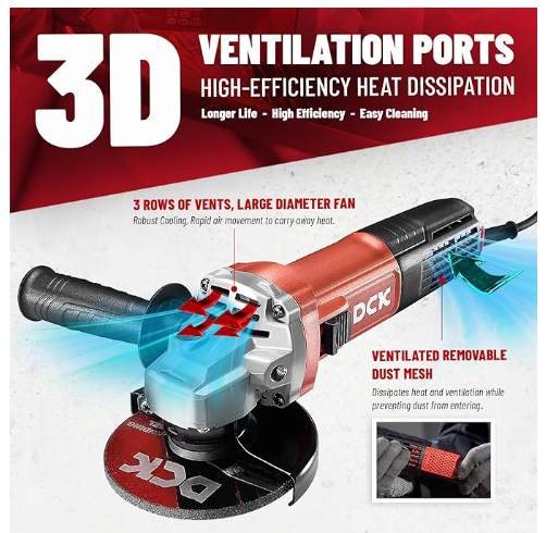 9.0 Amp Angle Grinder, 4-1/2 Inch Electric Grinder, Auxiliary Handle and 2 Safety Guards KSM09