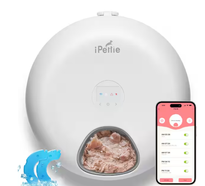 Donuts Frost Wi-Fi 6 Meal Automatic Dog/Cat Food Feeder with App Control, 2 Ice Packs, Timer, Holds 6 x 1/2 lbs. of Food