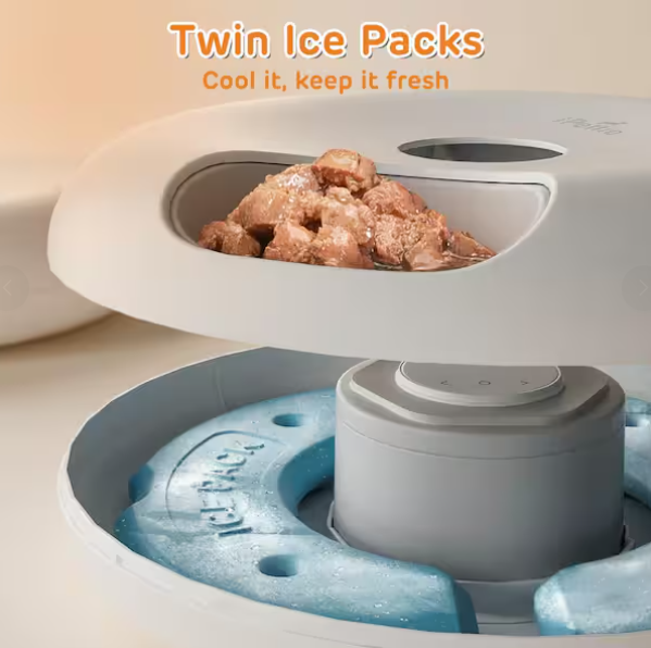 Donuts Frost Wi-Fi 6 Meal Automatic Dog/Cat Food Feeder with App Control, 2 Ice Packs, Timer, Holds 6 x 1/2 lbs. of Food
