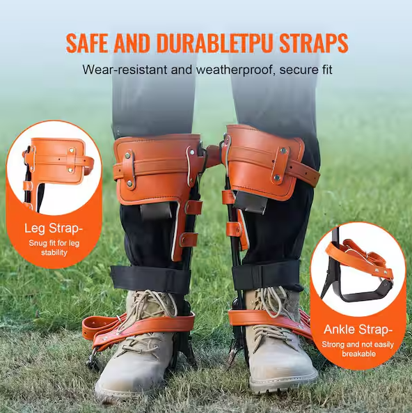 Tree Climbing Spikes, Alloy Steel Climbing Spurs, 350lbs. Capacity, Arborist Gear with Straps & Protectors