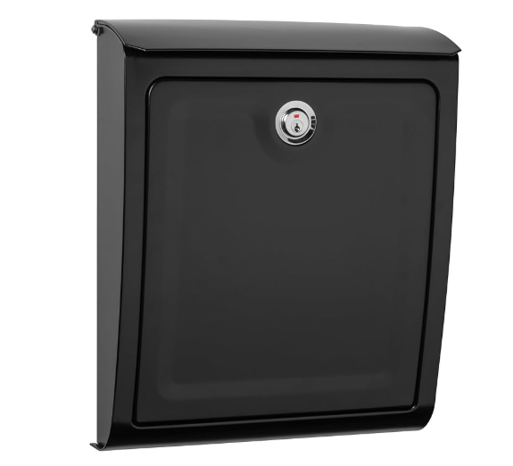 Sienna Black, Medium, Steel, Locking Wall Mount Mailbox