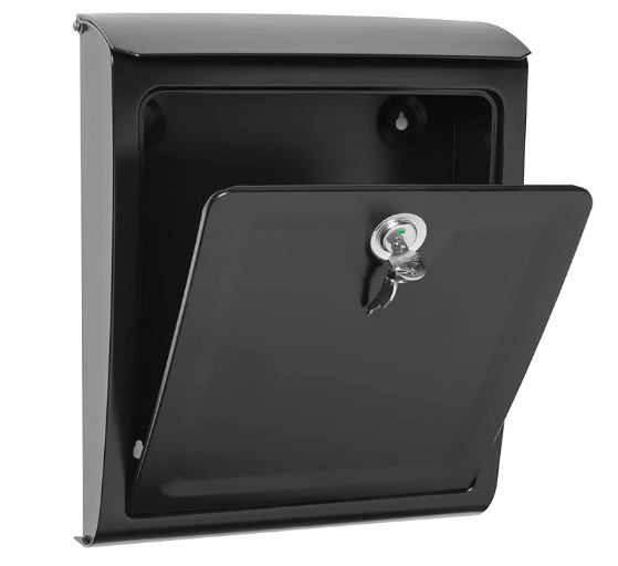 Sienna Black, Medium, Steel, Locking Wall Mount Mailbox