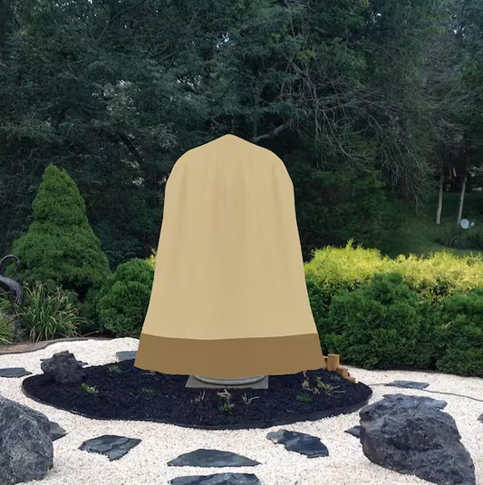 56 in. D x 68 in. H Waterproof Heavy Duty Water Fountain Cover for Winter Outdoor Garden, Beige and Brown