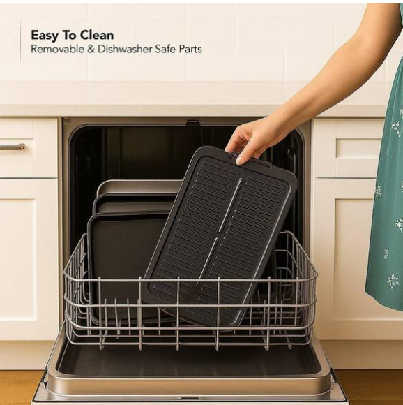 1500W Electric Portable Smokeless Indoor Grill with Two Removable Non-Stick and Dishwasher Safe Plates