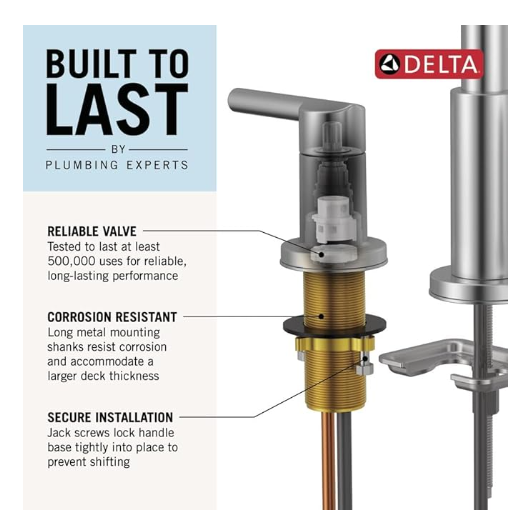 Delta Nicoli Brushed Gold Faucet 3 Hole, 8 Inch Widespread Bathroom Sink Faucet for Vanity