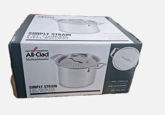 All-Clad All Clad Simply Strain Stainless Steel Stockpot W/ Lid 8 Quart