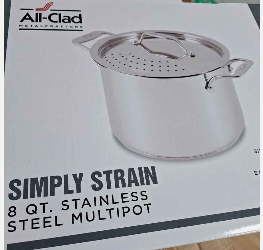 All-Clad All Clad Simply Strain Stainless Steel Stockpot W/ Lid 8 Quart