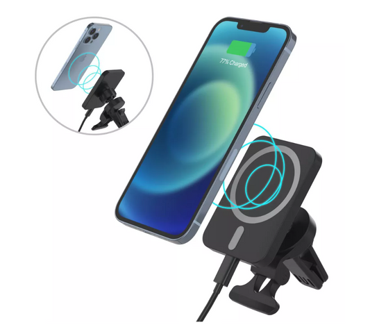 Just Wireless Magnetic Charging for MagSafe Charger Car Mount - Black