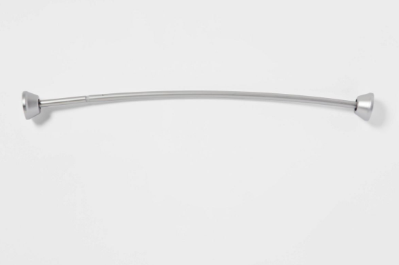 72" Tapered End Cap Curved Aluminum Shower Curtain Rod Tension or Permanent Mount