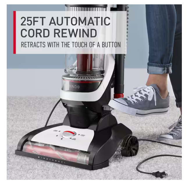 WindTunnel Bagless Pet Upright Vacuum Cleaner with Automatic Cord Rewind For Carpet, Hardwood, and Upholstery