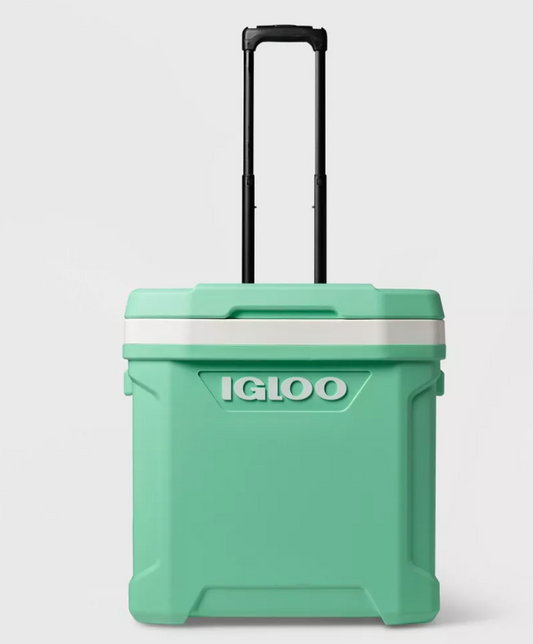 Igloo Latitude 60qt Rolling Cooler - Mint: Hard-Sided with Cup Holder & Drain Plug