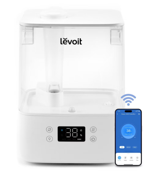 Levoit Classic 300S Ultrasonic Smart Humidifier White: Cool Mist, No Filter, 300-500 sq. ft.
