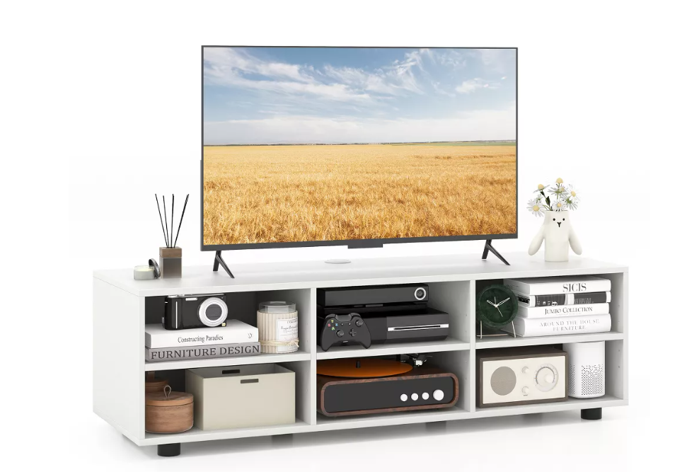 Costway TV Stand TV Console Cabinet 6-Cubby Media Console Entertainment Center with Adjustable Shelves
