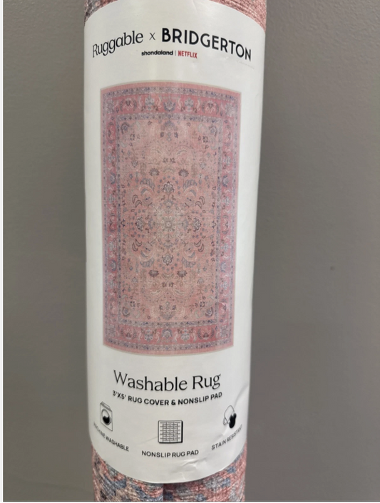 Ruggable 3'x5' Washable Bridgerton Debutante's Dream Area Rug Rose