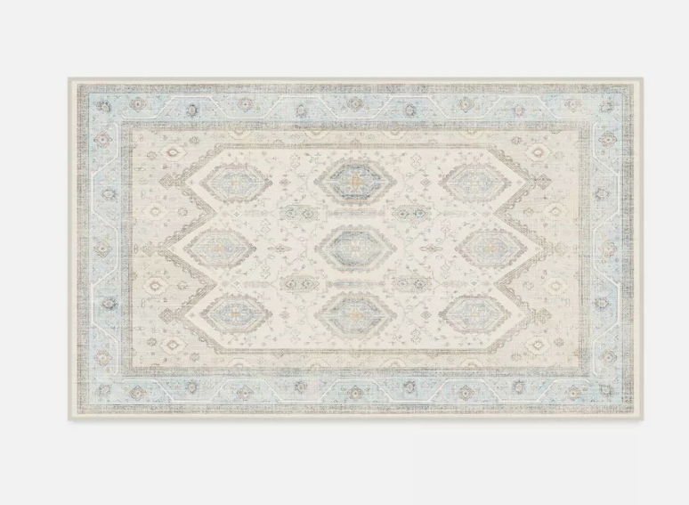 Ruggable 3'x5' Washable Bridgerton Crown Affair Opal Area Rug Ivory/Blue