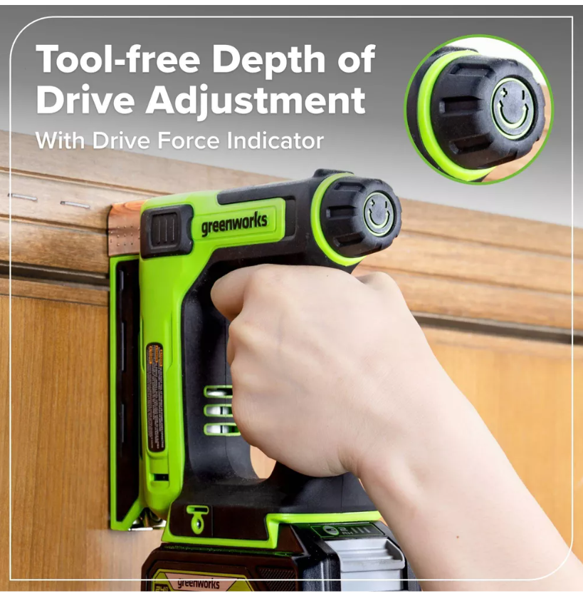 Greenworks POWERALL 24V Cordless 3/8in Crown T50 Stapler with 2Ah Battery and Charger