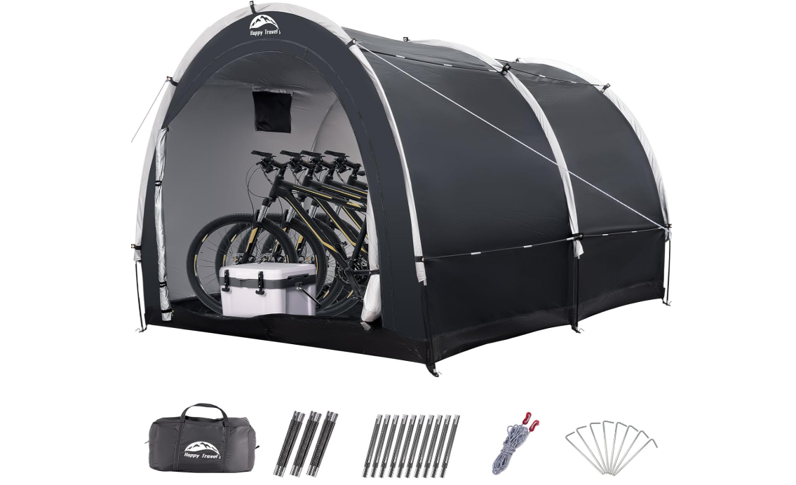 Happy Travel Portable Outdoor Bike Storage Shed Tent - Waterproof 2-8 Bicycle Co