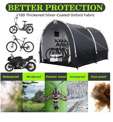 Happy Travel Portable Outdoor Bike Storage Shed Tent - Waterproof 2-8 Bicycle Co