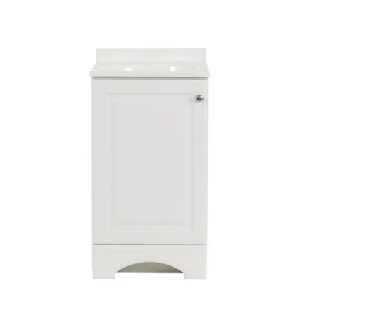 19 in. Single Sink White Bath Vanity with White Cultured Marble Top (Assembled)