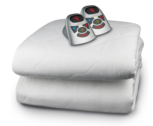 Biddeford Blankets 6 Ounce Quilted Electric Heated Mattress Pad with Digital Controller, King, White
