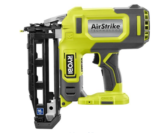 RYOBI ONE+ 18V 16-Gauge Cordless AirStrike Finish Nailer (Tool Only), P326, Green