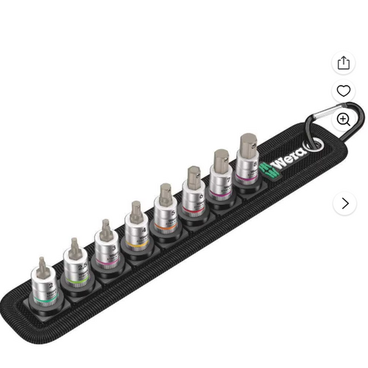 Wera 003881 Belt 2 Zyklop Bit Socket Set, 1/4" Drive, 8 Pieces - with Holding Function