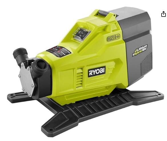 Ryobi P750 One+ 18V Hybrid Lithium Ion Battery or 120V AC Powered Portable Potable Water Transfer Pump (Battery Not Included, Tool Only)