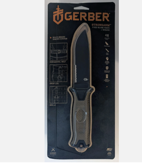 GERBER StrongArm Fixed Blade Knife with Serrated Edge - Coyote Brown