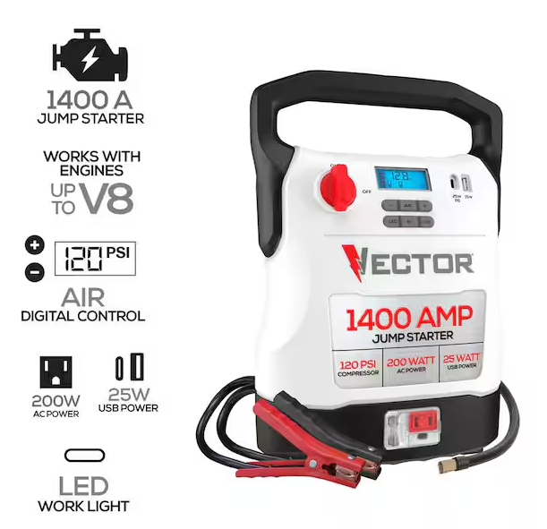 1400 Amp Jump Starter, Compressor, USB and AC Power