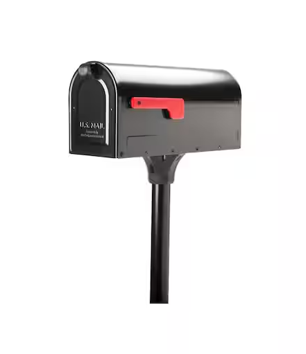 MB1 Black, Medium, Steel, Post Mount Mailbox and 2 in. In-Ground Post Kit