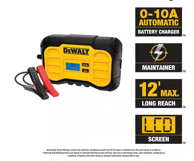 Dewalt DXAEC10 Professional 10 Amp Battery Charger, Battery Maintainer, Battery Trickle Charger