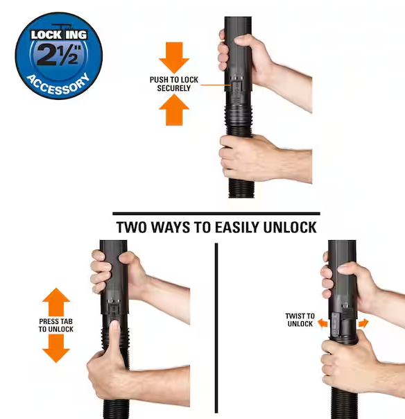 RIDGID 2-1/2 in. x 7 ft. LA2520 DUAL-FLEX Locking Vacuum Hose Kit Accessory Shop Vacuum Attachment for RIDGID Wet Dry Vacs