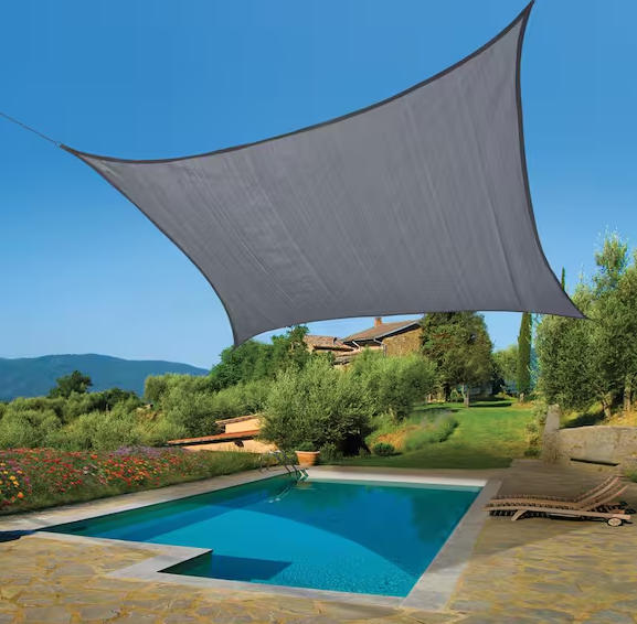 12 ft. x 12 ft. Stone Gray Square Shade Sail