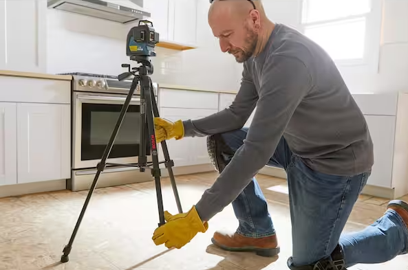 Compact Tripod with Extendable Height for Use with Line Lasers, Point Lasers, and Laser Distance Tape Measuring Tools